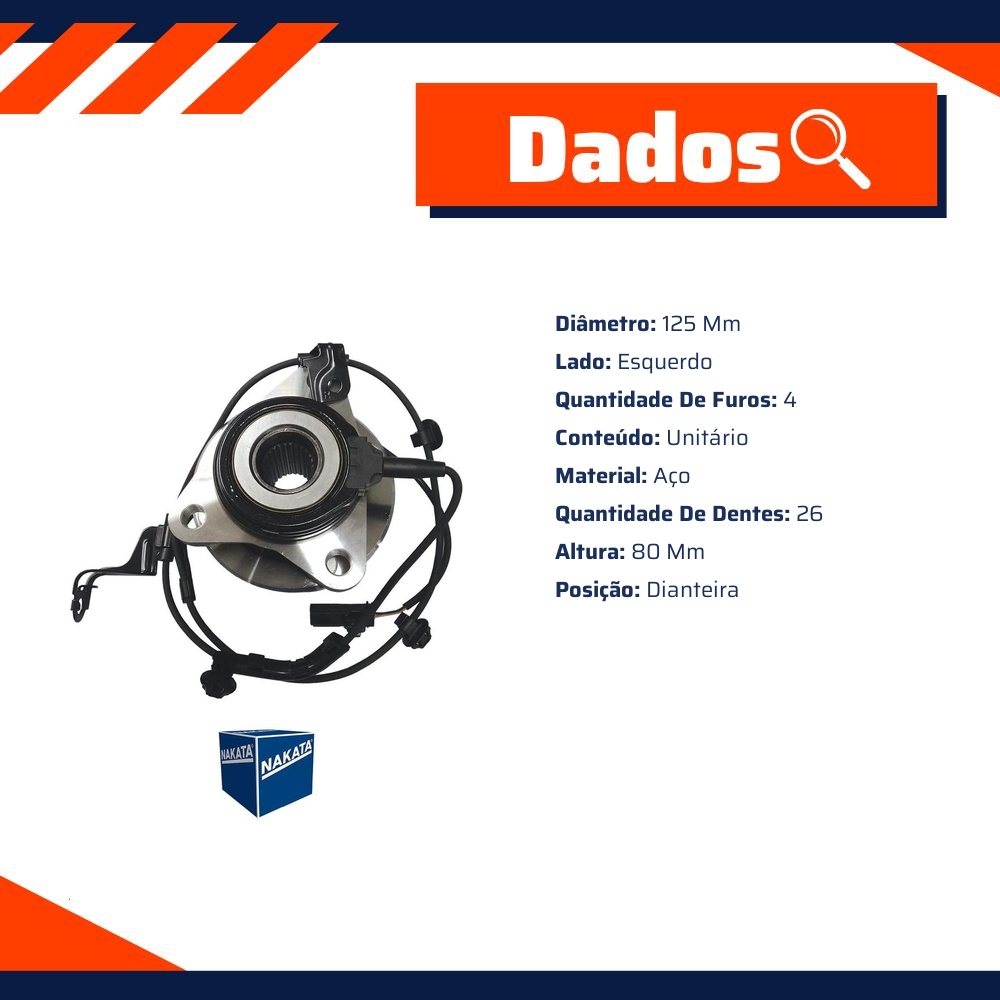 Cubo de Roda Dianteiro Esquerdo 4 Furos 26 Dentes para Toyota Yaris - Nakata - NKF 8284