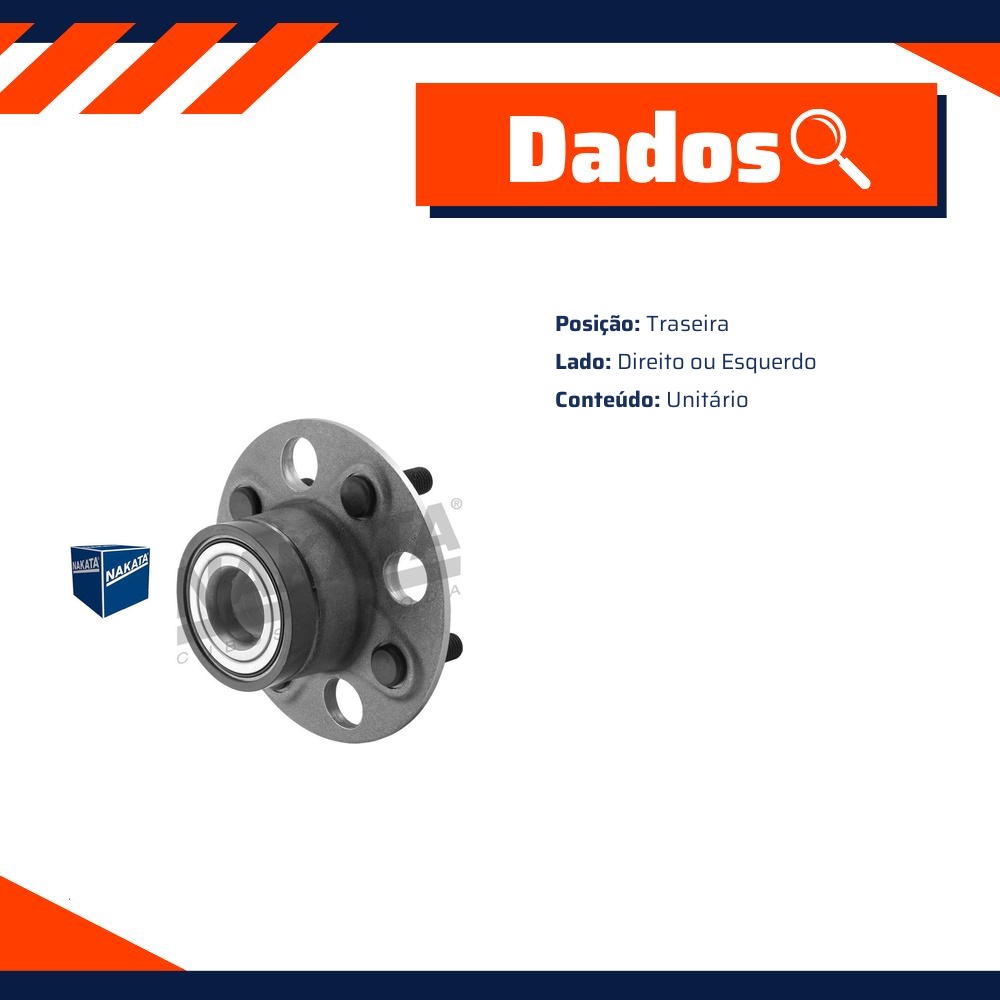 Cubo de Roda Traseiro Direito ou Esquerdo para Honda City e FIT - Nakata - NKF 8138