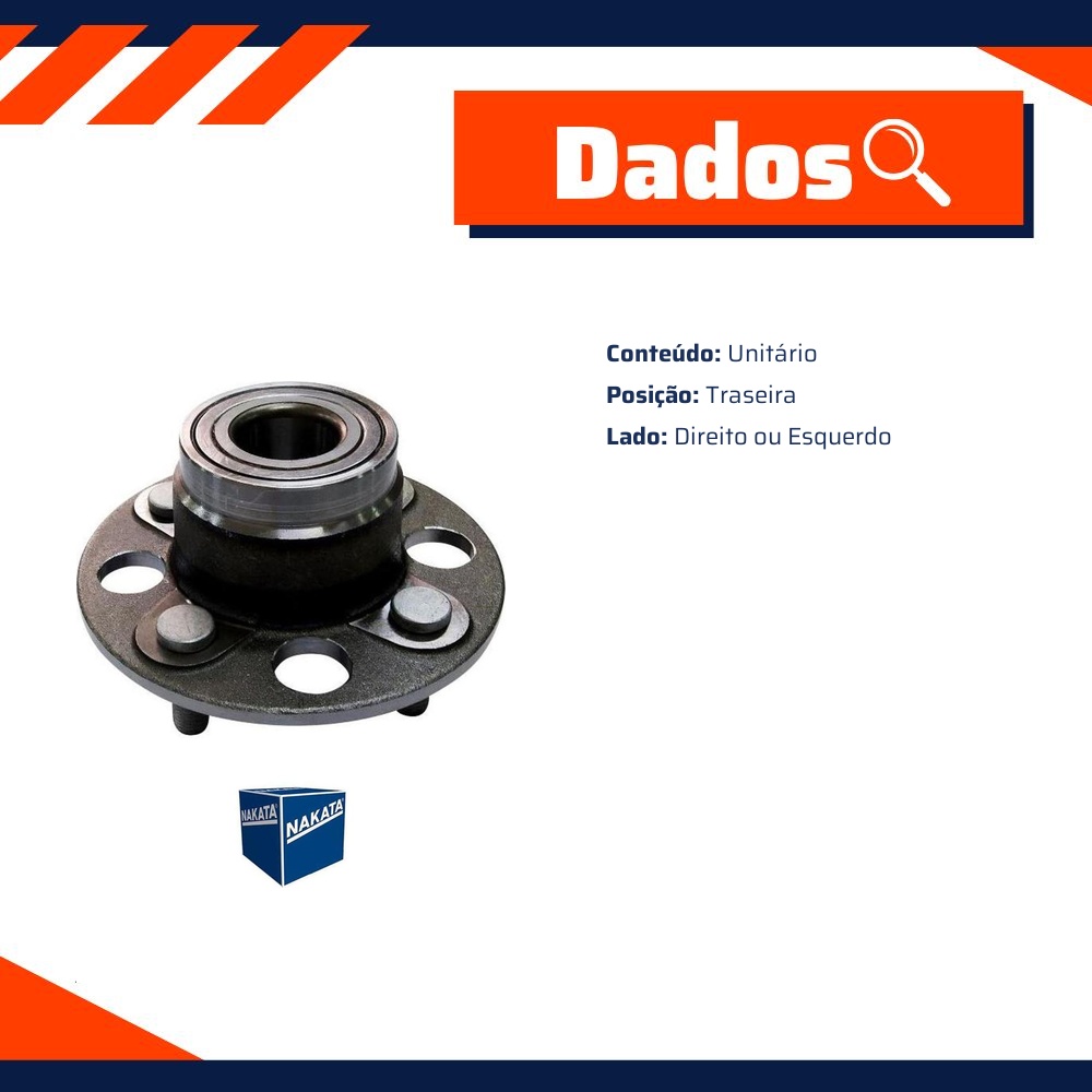 Cubo de Roda Traseiro Direito ou Esquerdo para Honda Civic - Nakata - NKF 8080