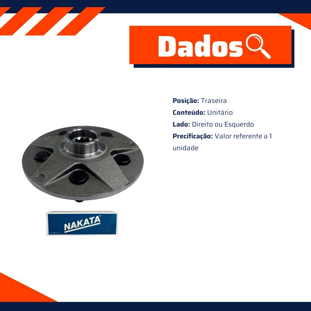 Cubo de Roda Traseiro Direito ou Esquerdo para Volkswagen Kombi - Nakata - NKF 8029