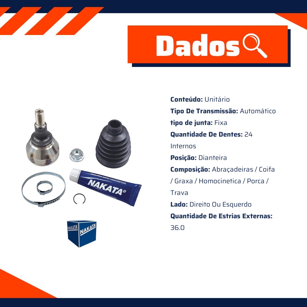 Junta Homocinética Dianteira para Volkswagen Polo e Virtus - Nakata - NJH25-7272