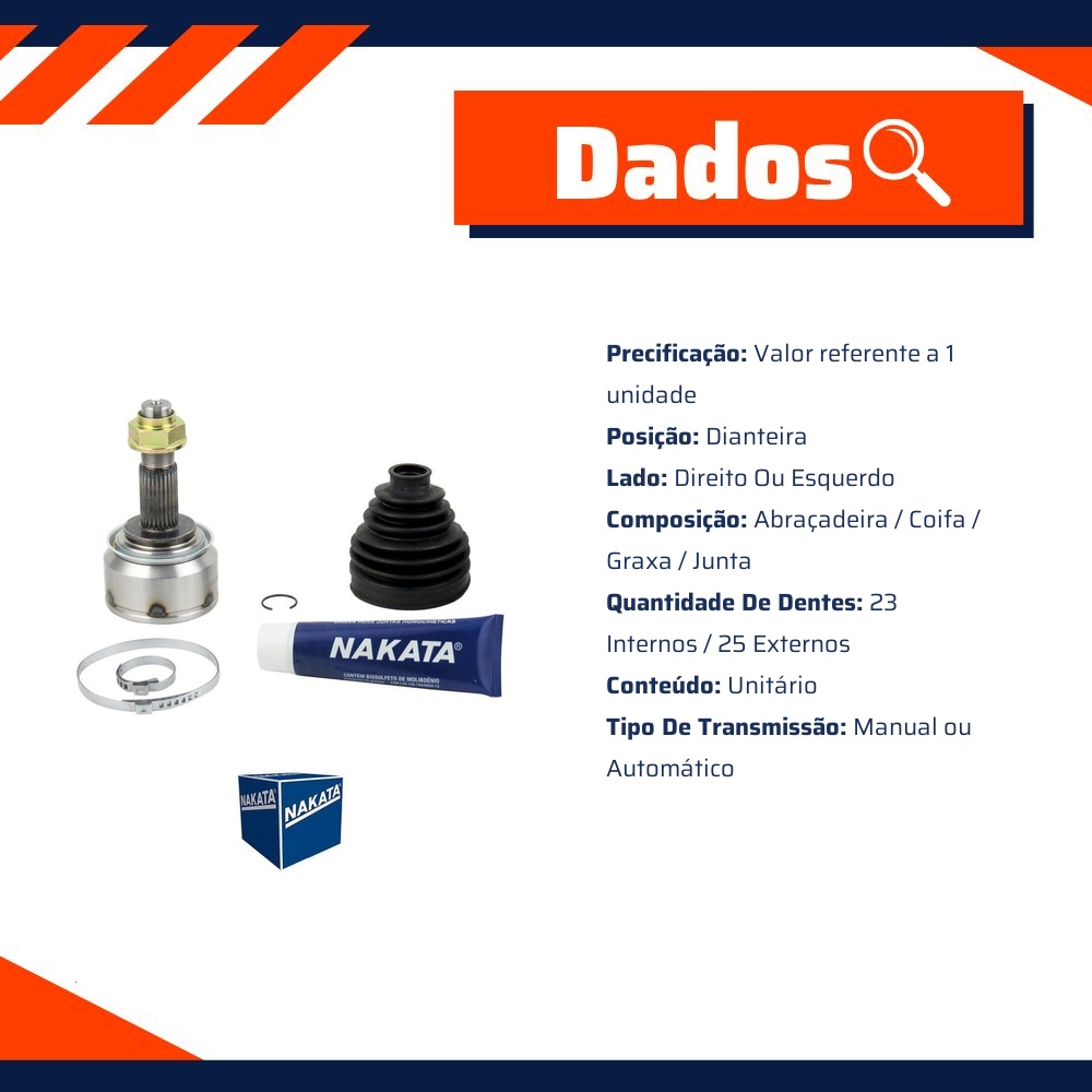 Junta Homocinética Dianteira para Chevrolet Tracker - Nakata - NJH22-8455