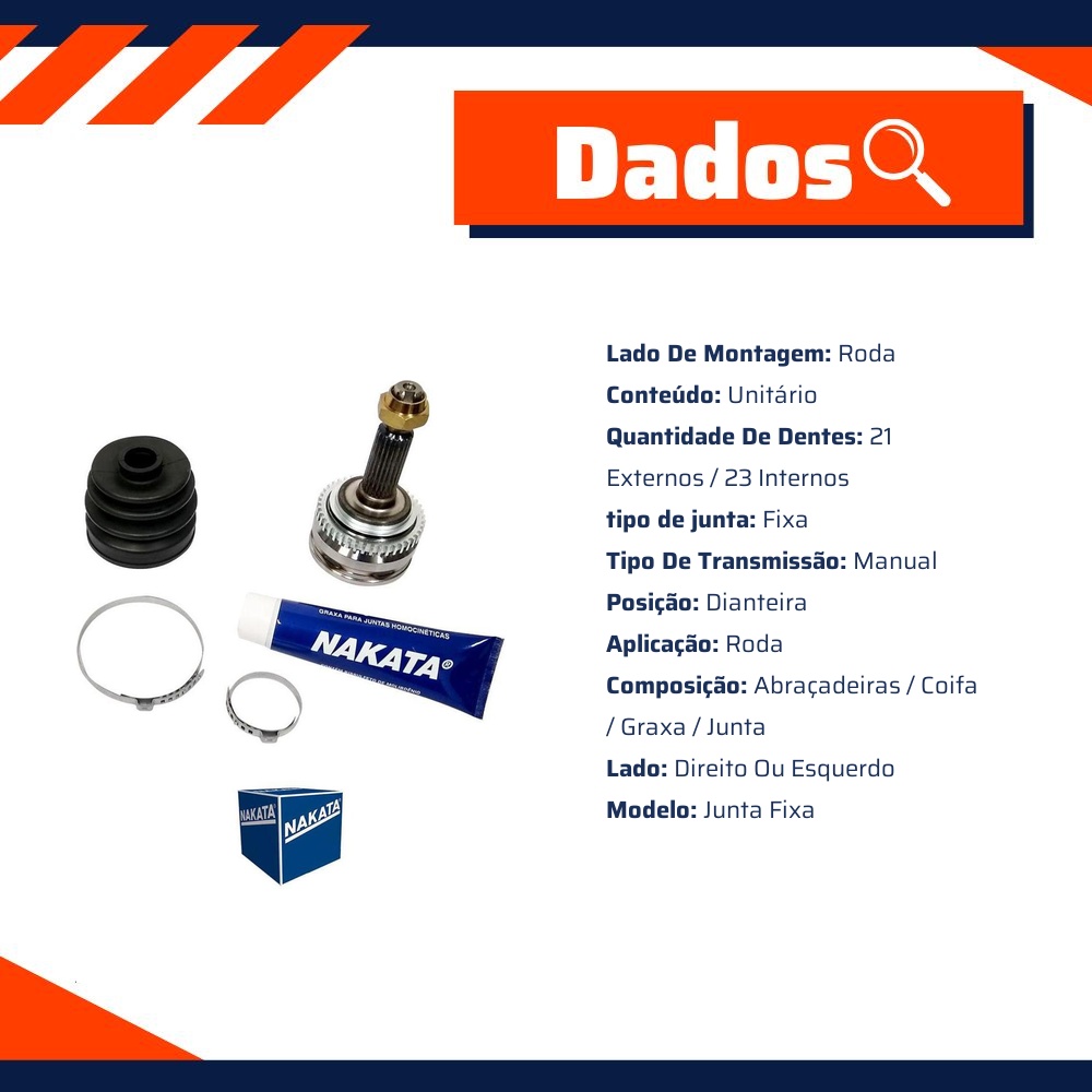 Junta Homocinética Dianteira para Chery Face - Nakata - NJH05-5481