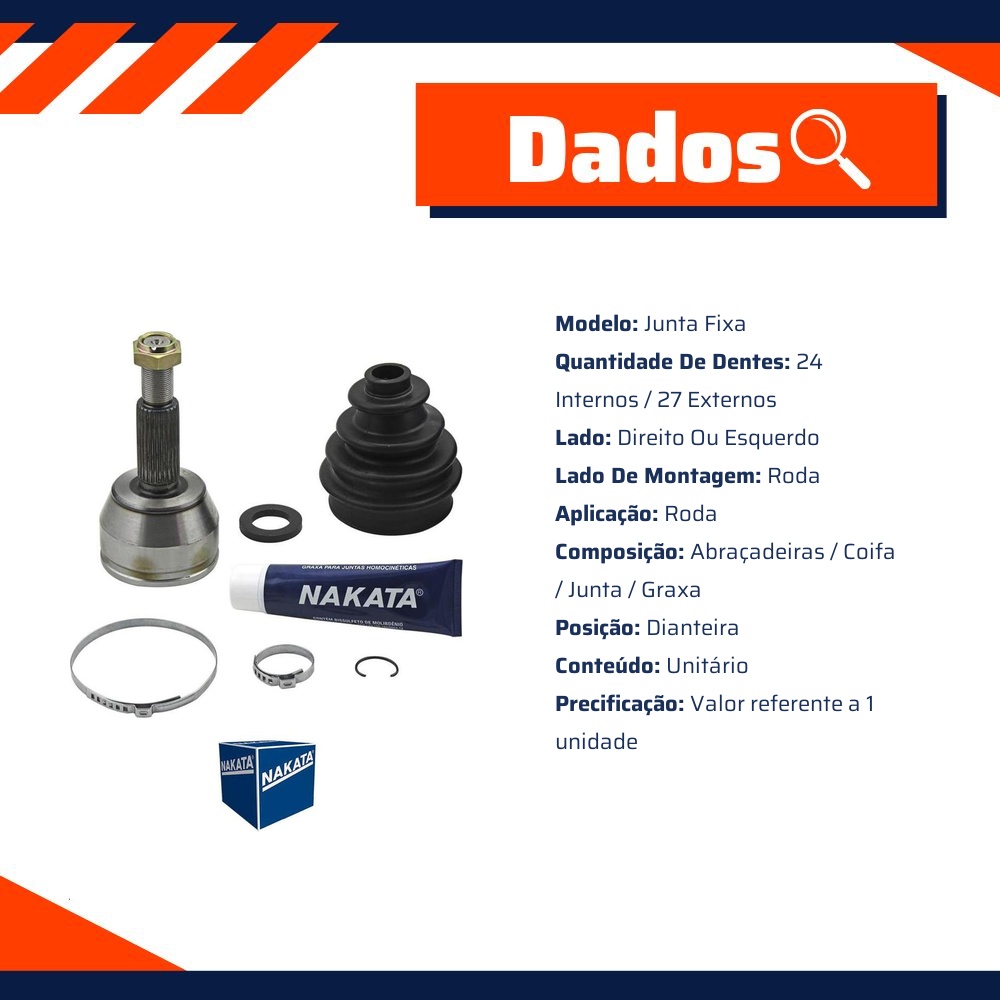 Junta Homocinética Dianteira para Ford Ranger - Nakata - NJH20-1163