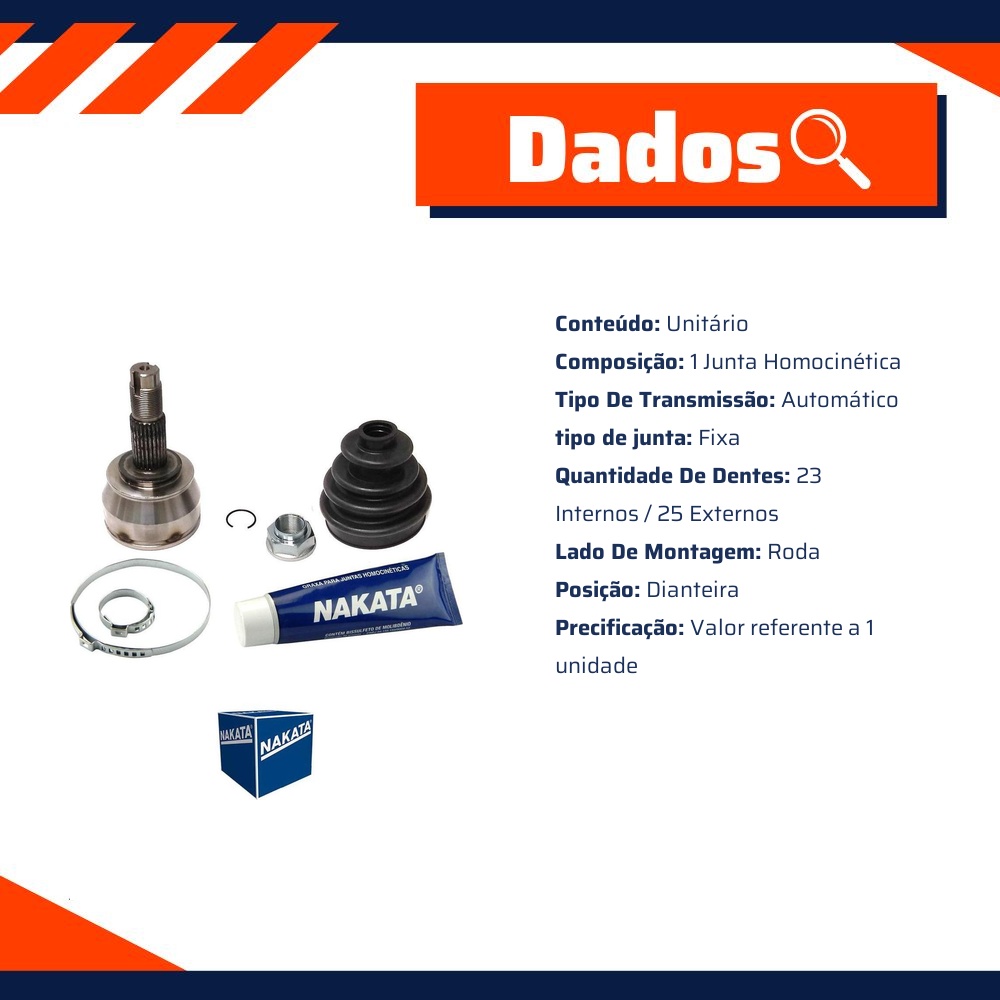 Junta Homocinética Dianteira Roda - Nakata - NJH25-5278