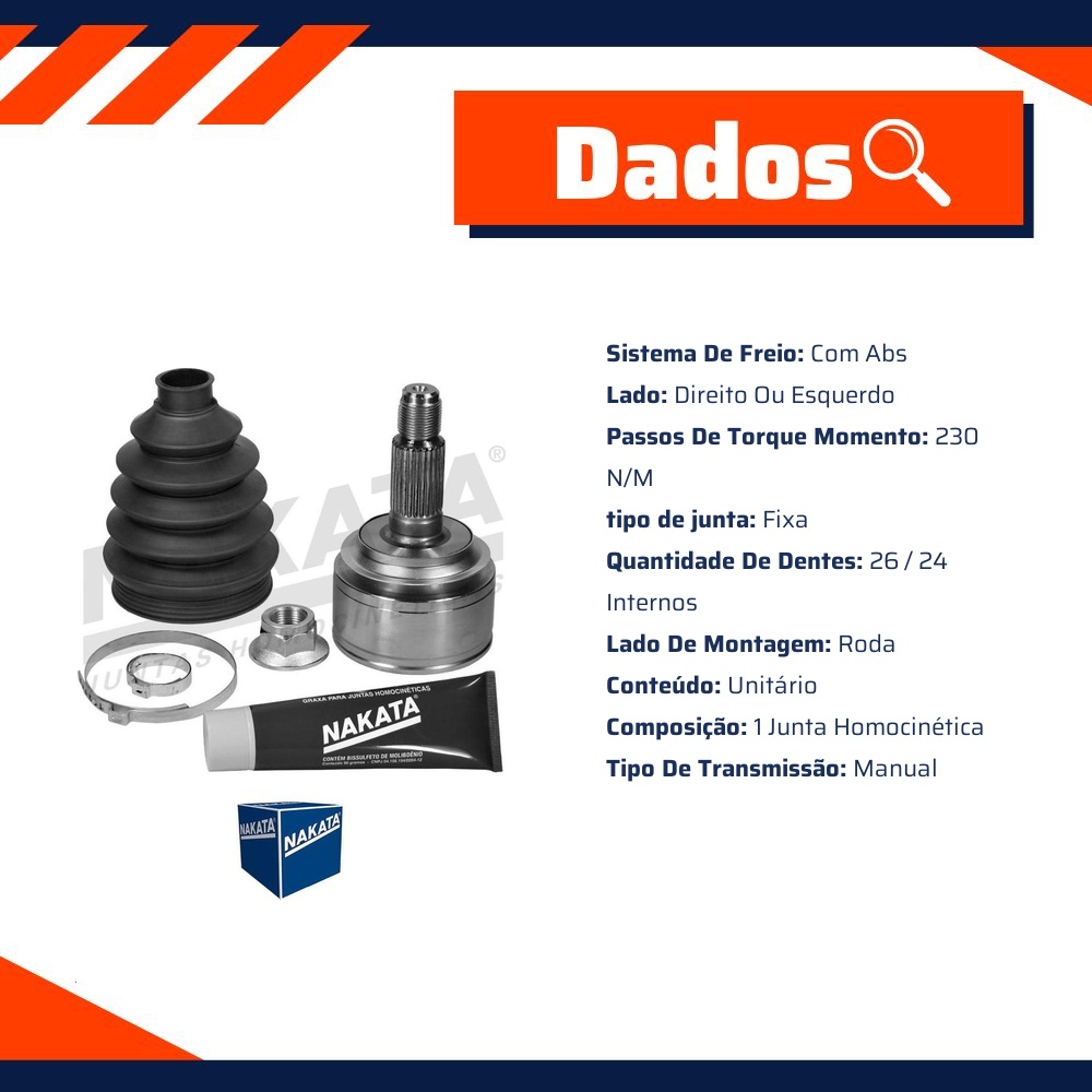Junta Homocinética Roda para Honda Civic - Nakata - NJH31-1649