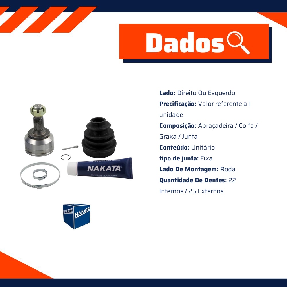 Junta Homocinética Roda para Citroen C4 - Nakata - NJH25-3272