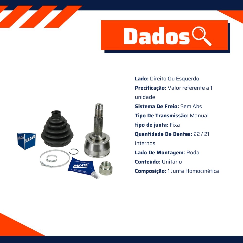 Junta Homocinética Roda para Fiat Idea - Nakata - NJH61-2029