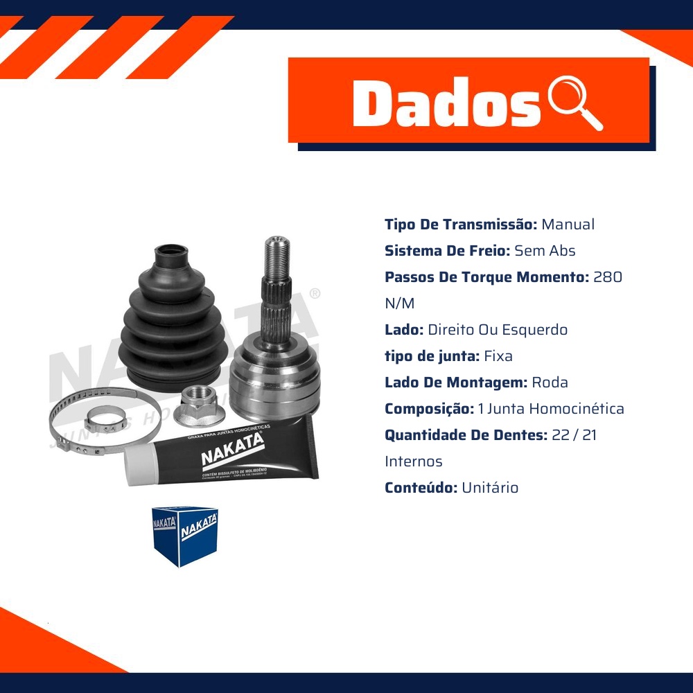 Junta Homocinética Roda para Chevrolet Agile - Nakata - NJH45-909