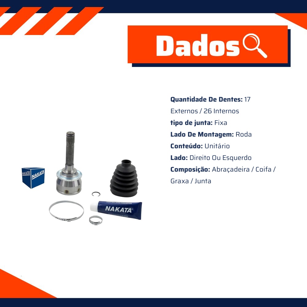 Junta Homocinética Roda para Chevrolet S10 e Trailblazer - Nakata - NJH12-1450