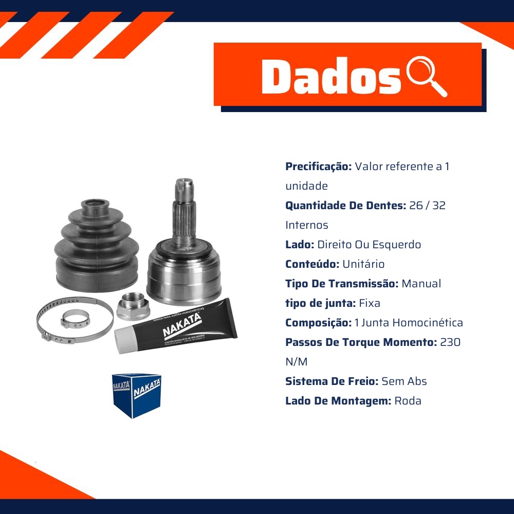 Junta Homocinética Roda para Honda Civic - Nakata - NJH11-729