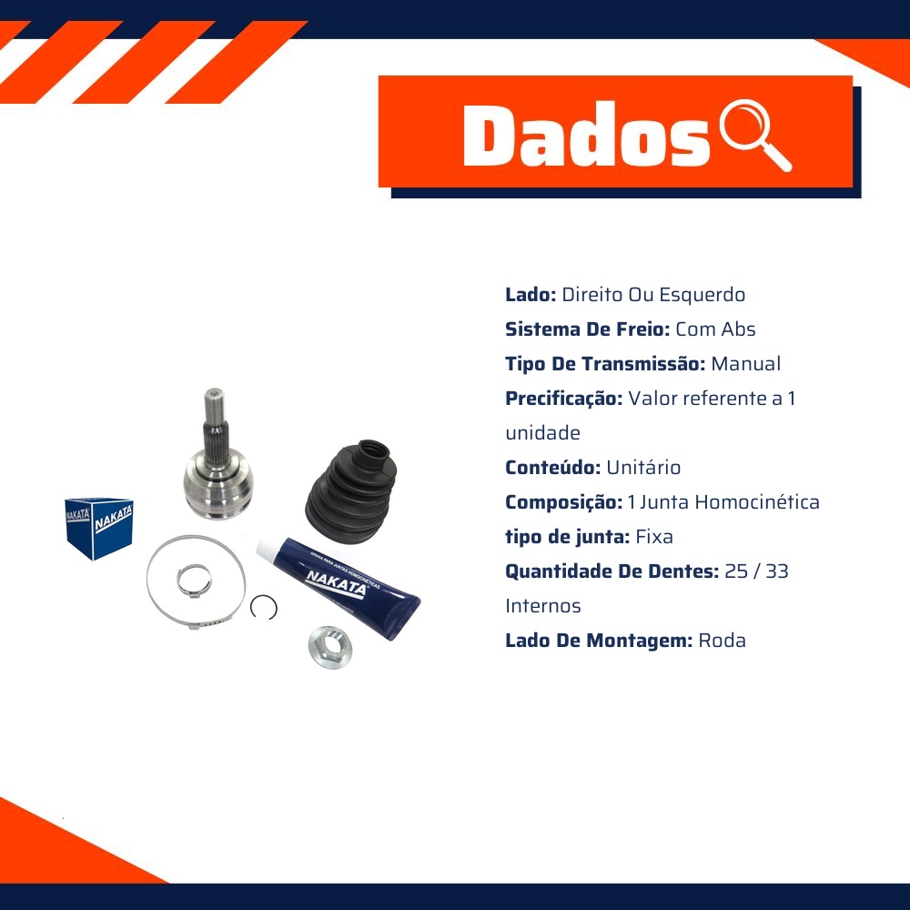 Junta Homocinética Roda para Renault Duster - Nakata - NJH07-5061