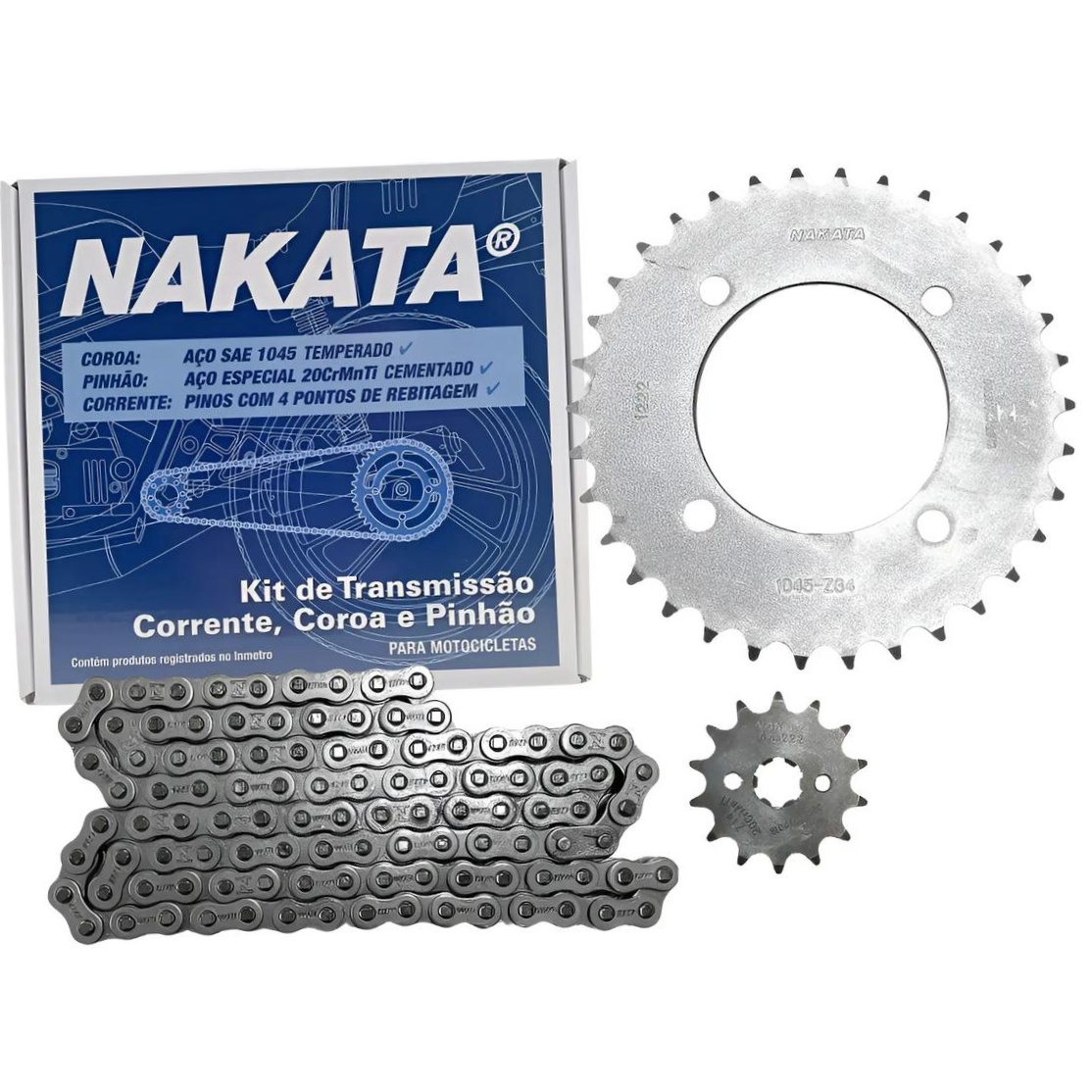 Kit da Coroa e Pinhão para Honda Biz 125 - Nakata - TM10100
