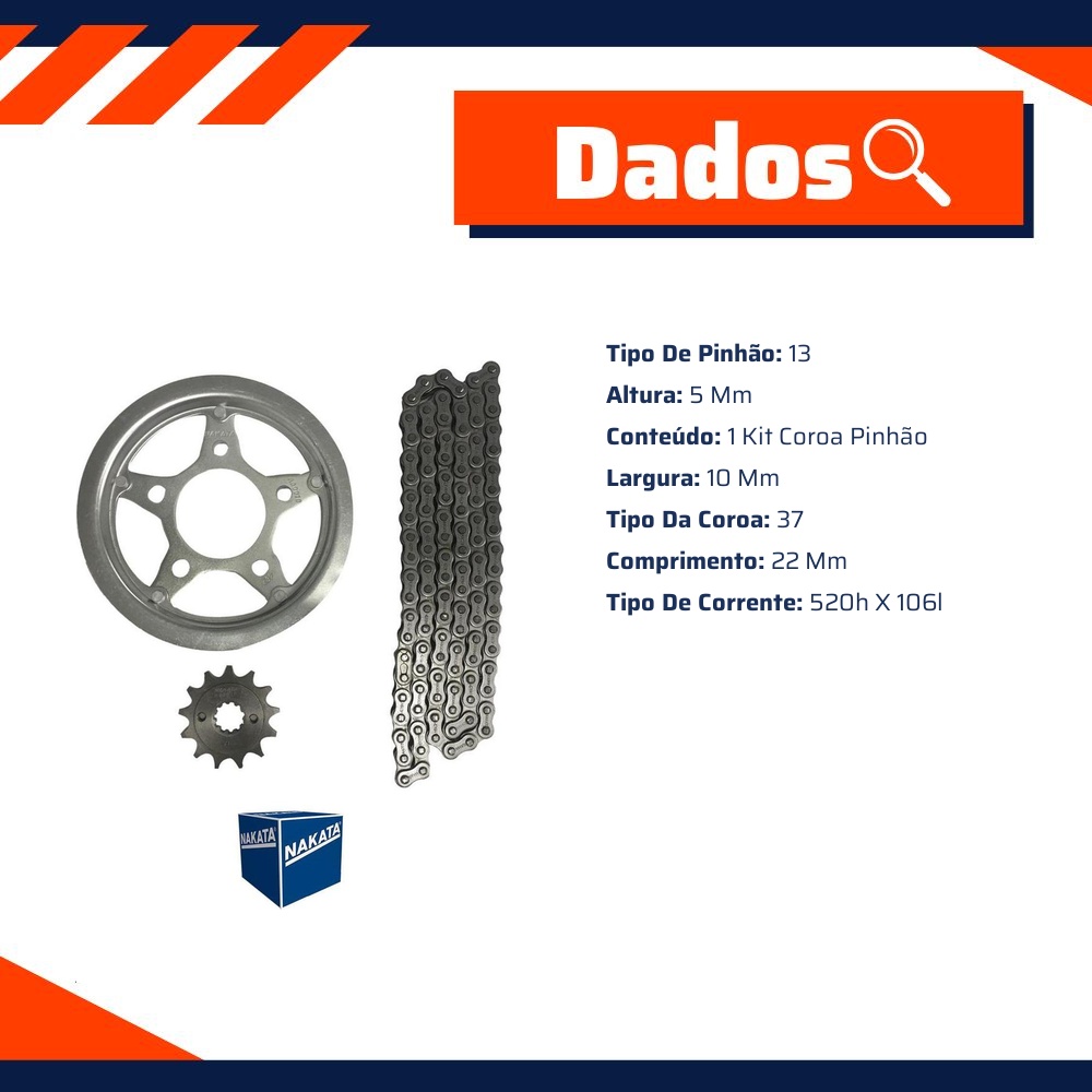 Kit da Coroa e Pinhão para Honda CBX 250 Twister - Nakata - TM10140