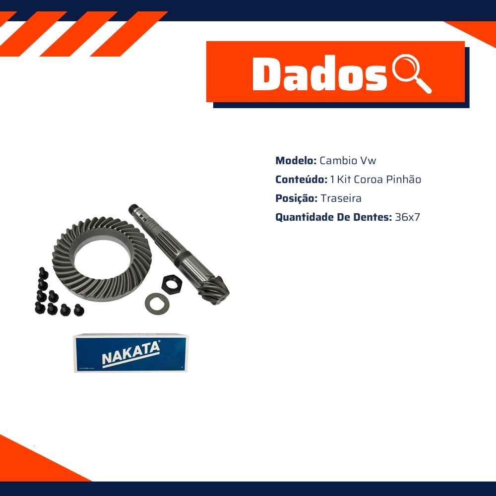 Kit da Coroa e Pinhão Câmbio Vw para Volkswagen Kombi - Nakata - ND01052