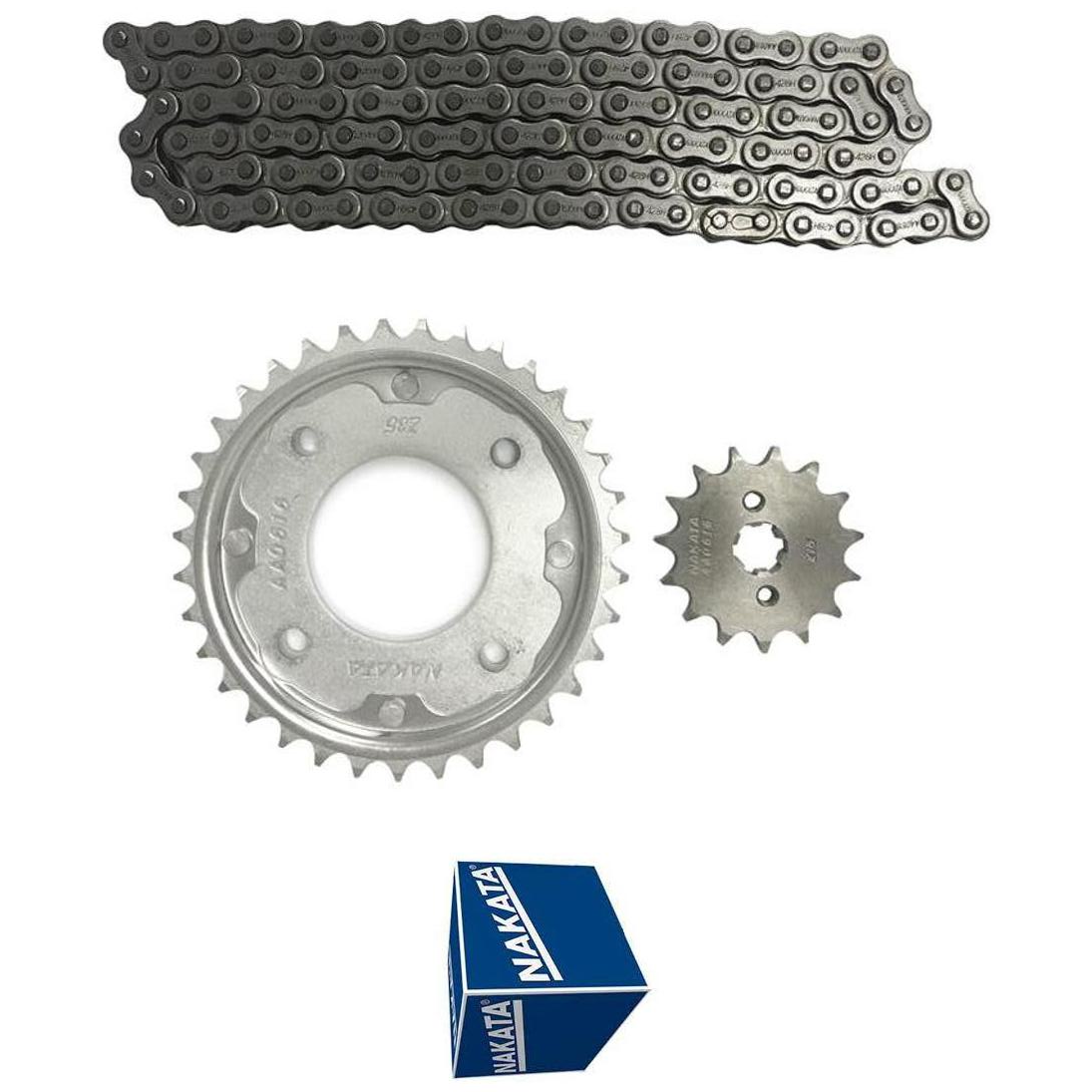 Kit da Coroa Pinhão e Corrente para Honda Biz 100 - Nakata - TM10105