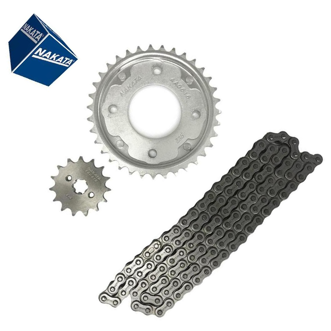 Kit da Coroa Pinhão e Corrente para Honda Biz 100 - Nakata - TM10105
