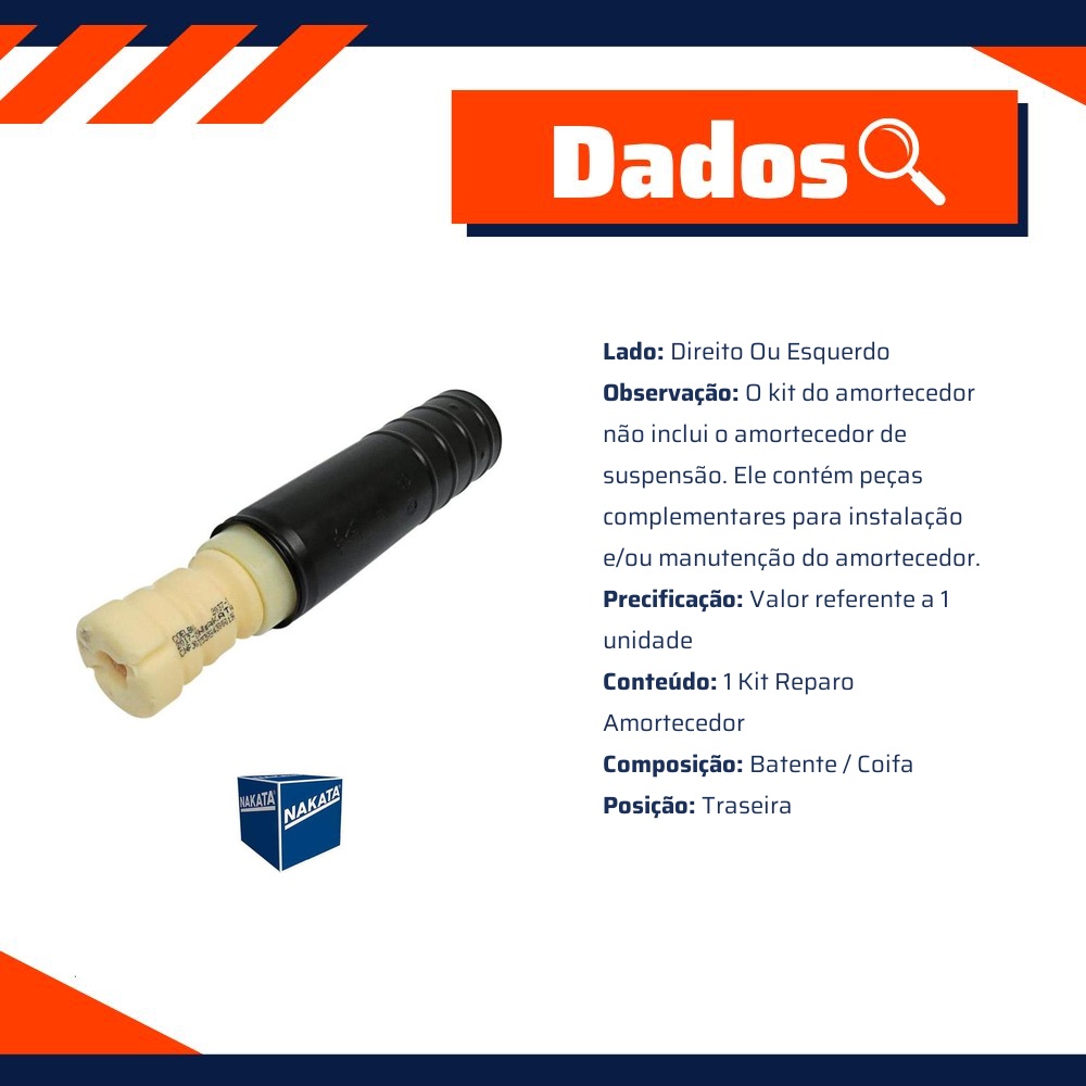 Kit de Reparo do Amortecedor Traseiro para Chevrolet Onix e Prisma - Nakata - NK0354