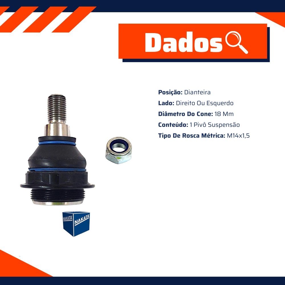 Pivô de Suspensão Dianteiro para Citroen Jumpy e Peugeot Expert - Nakata - N 99533