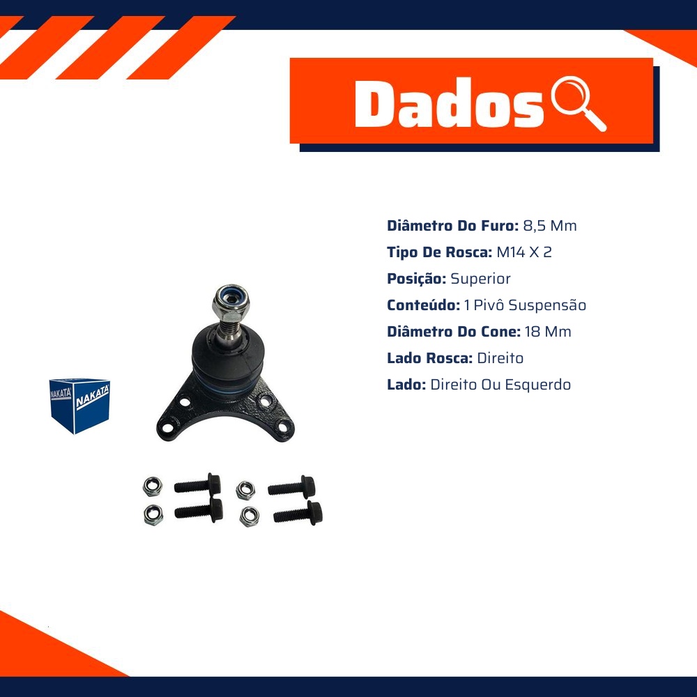 Pivô de Suspensão Superior para Chevrolet S10 e Trailblazer - Nakata - N 93084