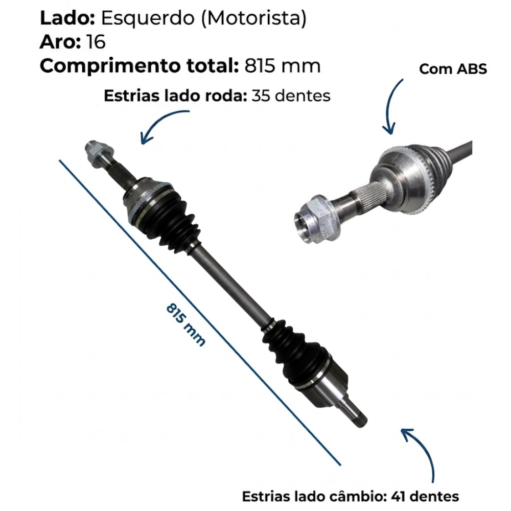 Semi Eixo Dianteiro Esquerdo para Fiat Ducato - Nakata - NJH04-080S