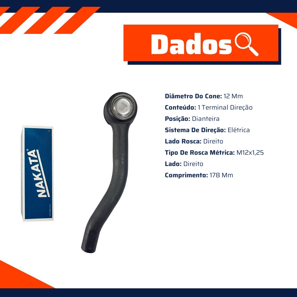 Terminal de Direção Dianteiro Direito para Nissan March e Versa - Nakata - N 99234