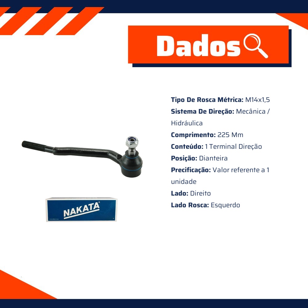 Terminal de Direção Dianteiro Direito para Chevrolet Omega e Suprema - Nakata - N 372