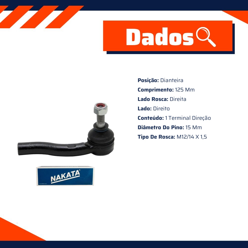 Terminal de Direção Dianteiro Direito para Chery Tiggo e Lifan X60 - Nakata - N 99428