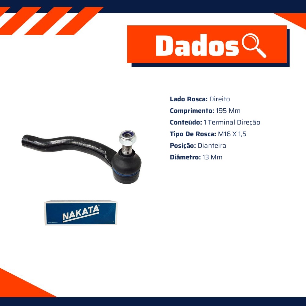 Terminal de Direção Dianteiro Direito para Toyota RAV4 - Nakata - N 99622