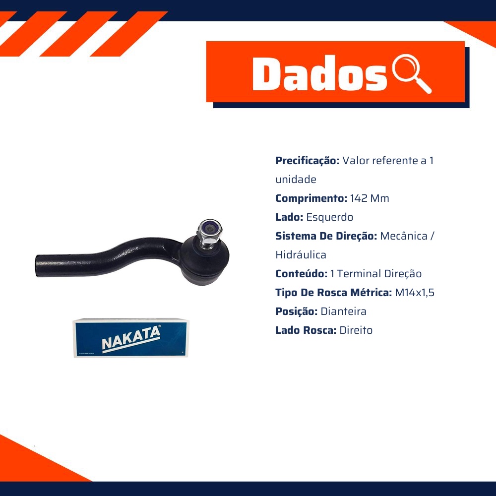 Terminal de Direção Dianteiro Esquerdo - Nakata - N 6017
