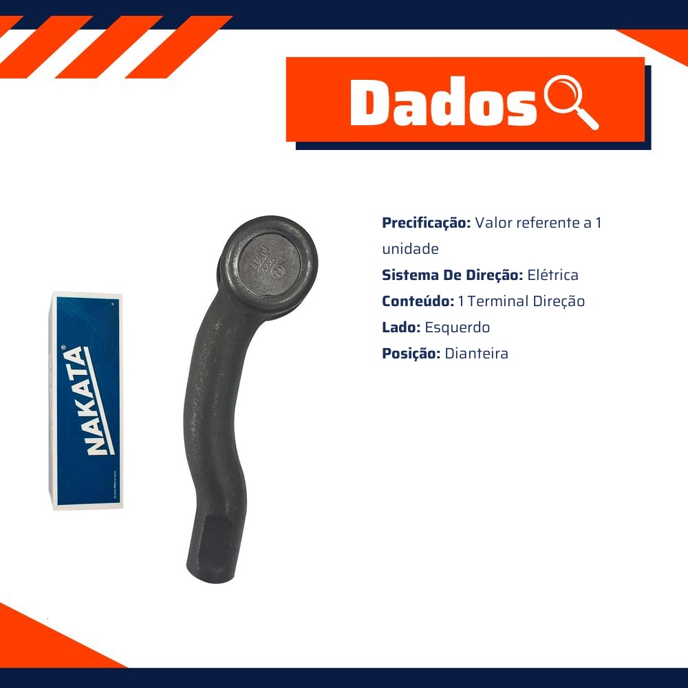 Terminal de Direção Dianteiro Esquerdo - Nakata - N 99223
