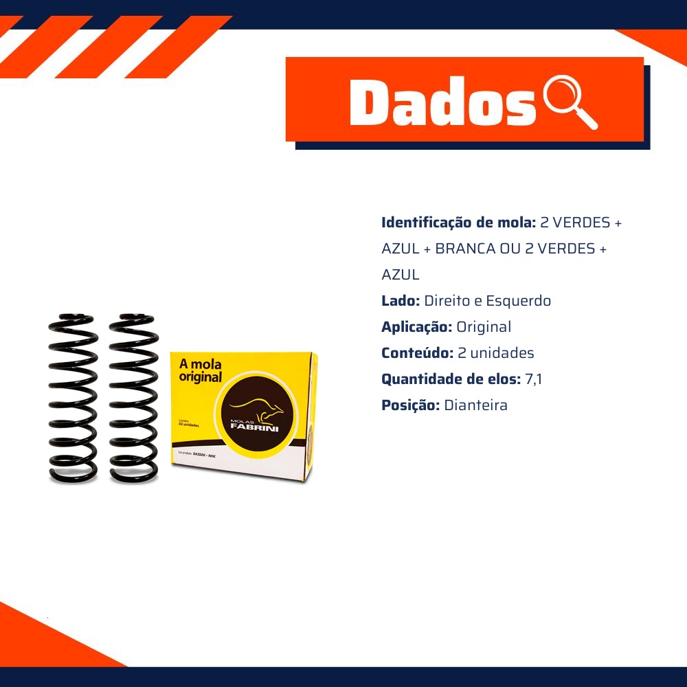 Par de Molas Dianteiras para Volkswagen Gol - Fabrini - I-VW0312-M