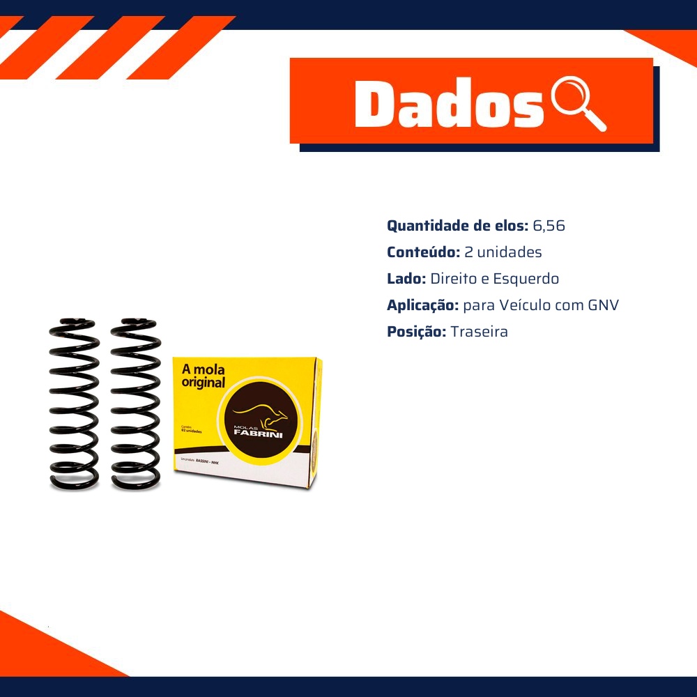 Par de Molas Traseiras para Veículos com Gnv para Chevrolet Cobalt - Fabrini - I-CH0635