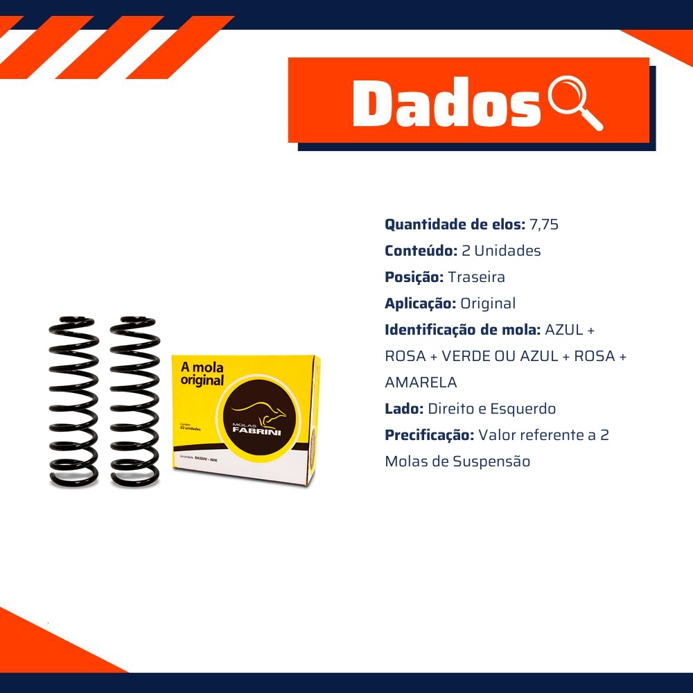 Par de Molas Traseiras para Fiat Uno - Fabrini - I-FT0674-M