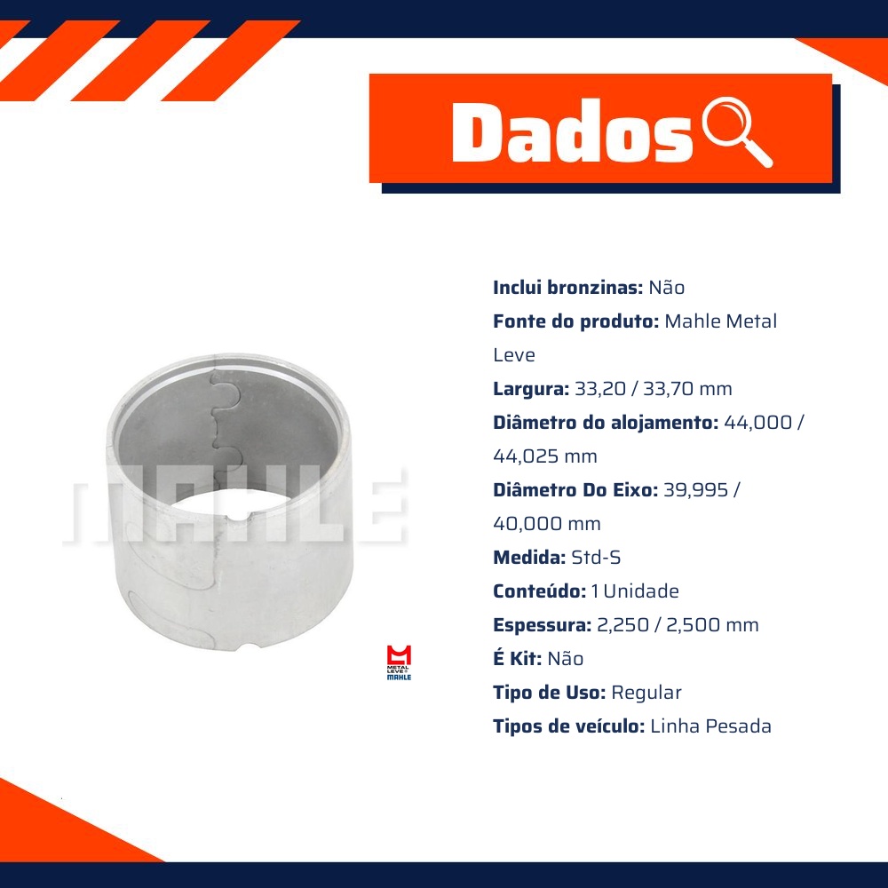 Bucha de Biela Std-S - Mahle Metal Leve - BG-591-U STD-S