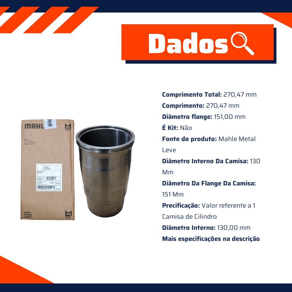 Camisa de Cilindro Std - Mahle Metal Leve - C9720 STD
