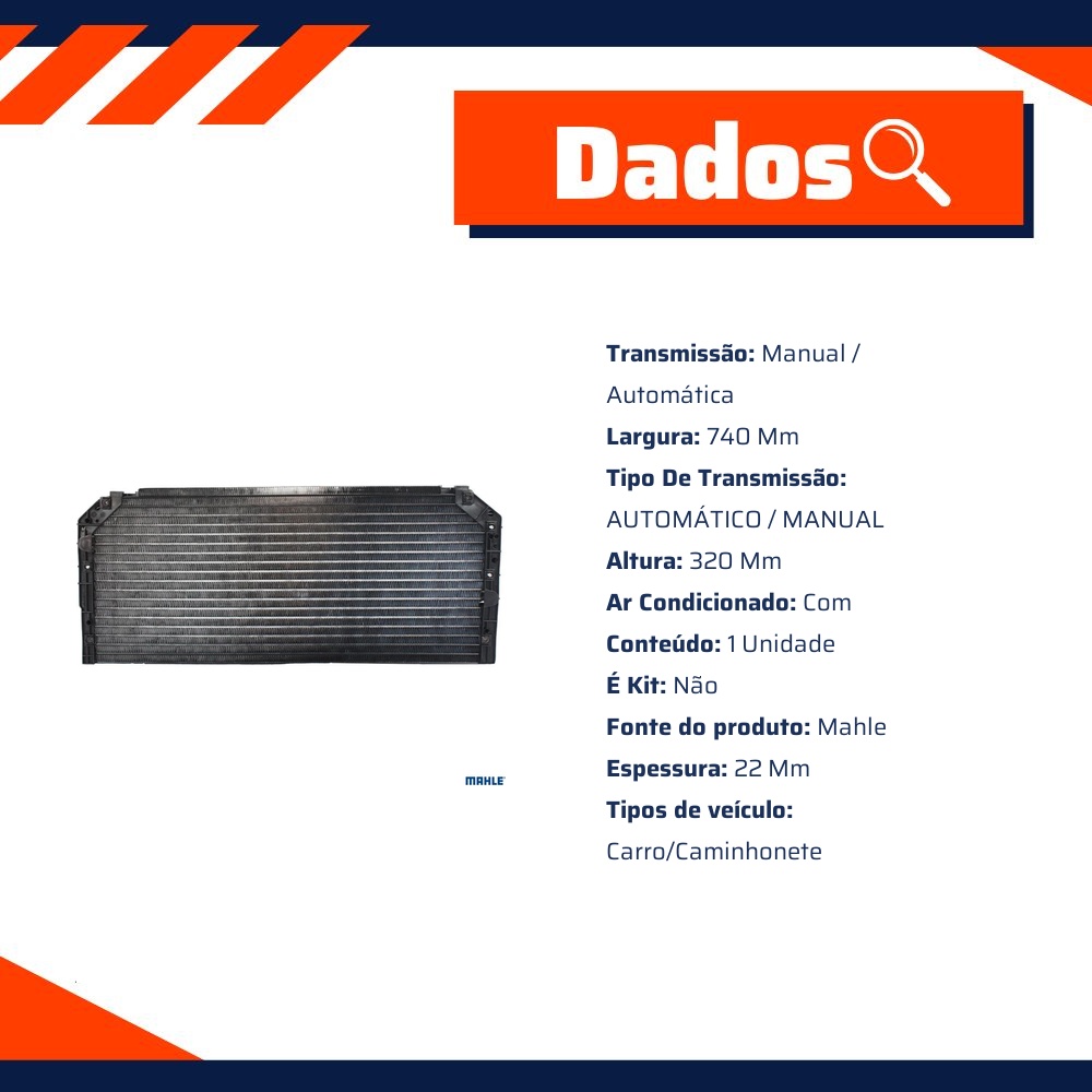 Condensador para Toyota Corolla e Corolla Wagon - Mahle Behr - AC 249 000S