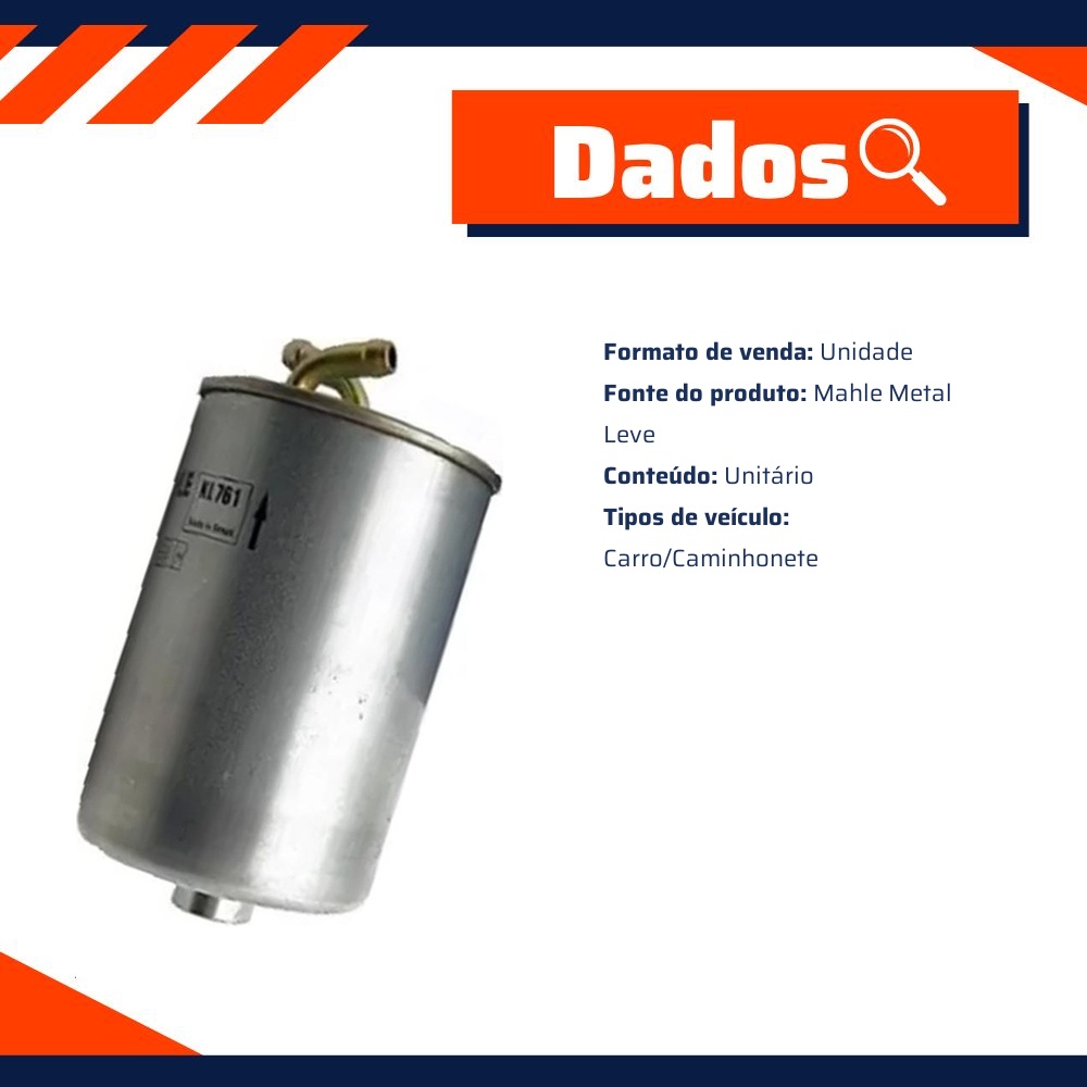 Filtro Blindado de Combustível para Ford Ranger - Mahle Metal Leve - KL761