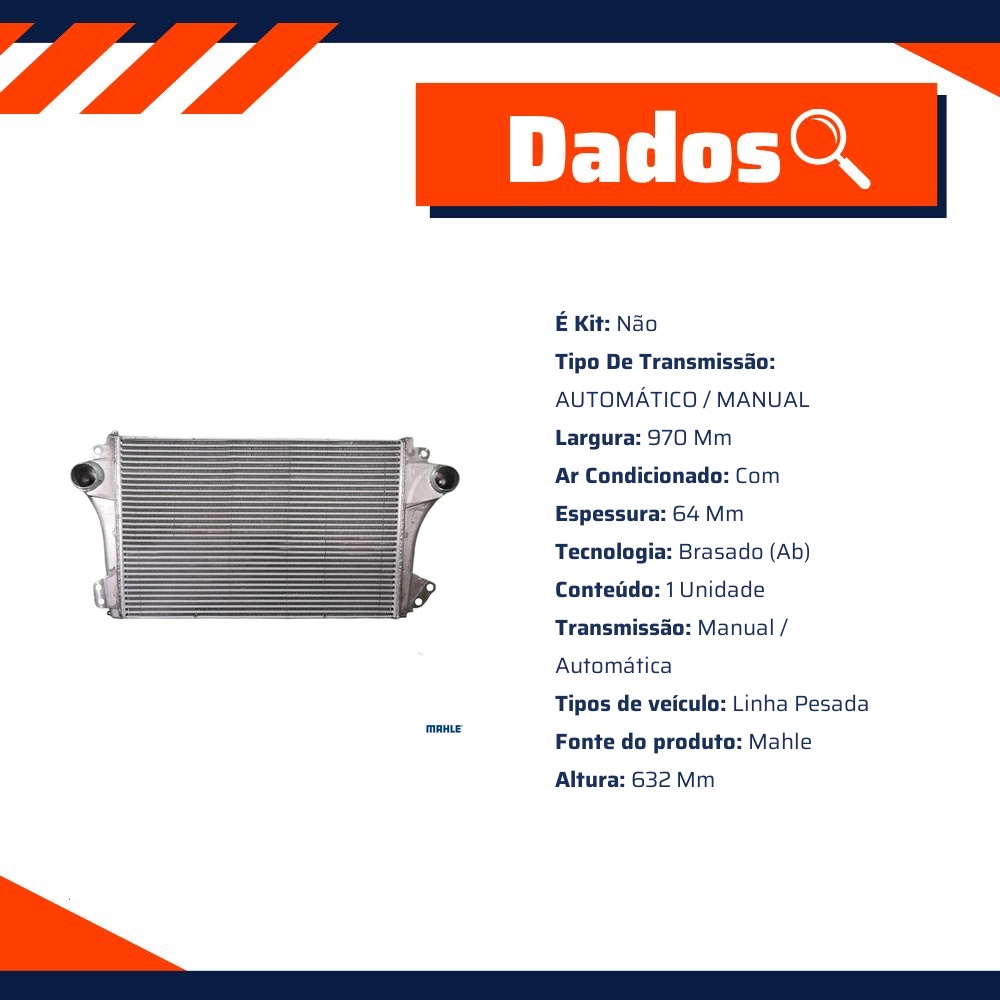 Intercooler para Scania P 250 B e P 280 B - Mahle Behr - CI 648 000P