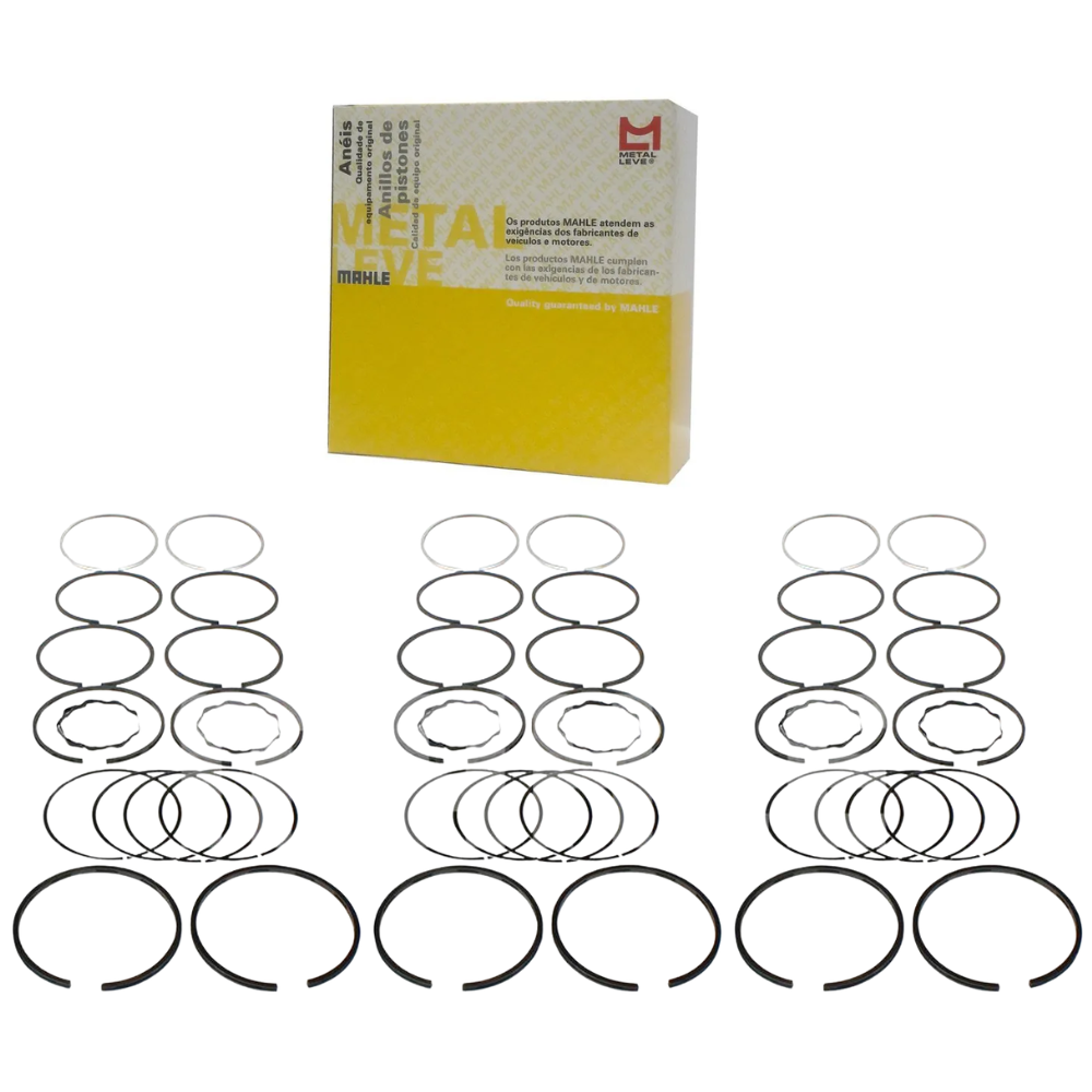 Jogo de Anéis do Pistão STD 6 Cilindros para FNM D 11000 - Mahle Metal Leve - CA.0447 STD