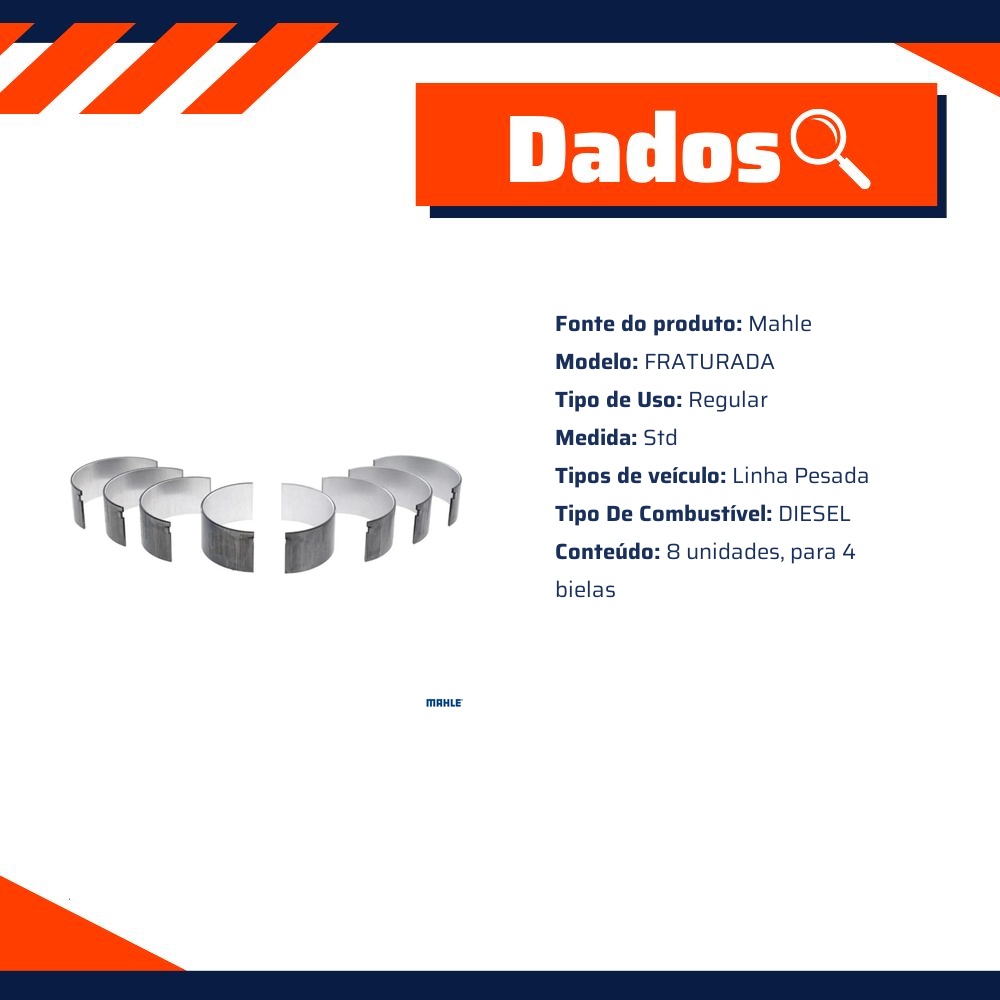 Jogo de Bronzina de Biela Std - Mahle - B0210756 STD