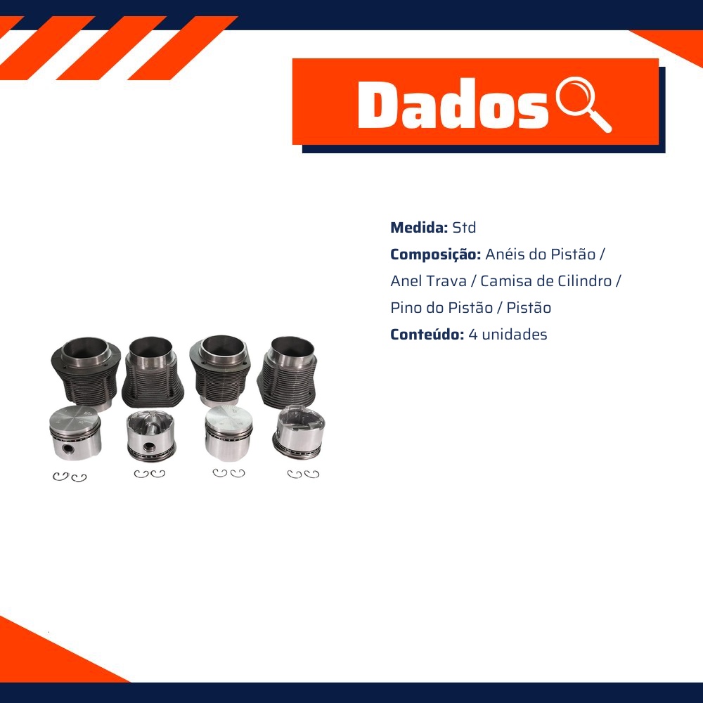 4 Kit Para Motor Std - Mahle Metal Leve - K865 STD