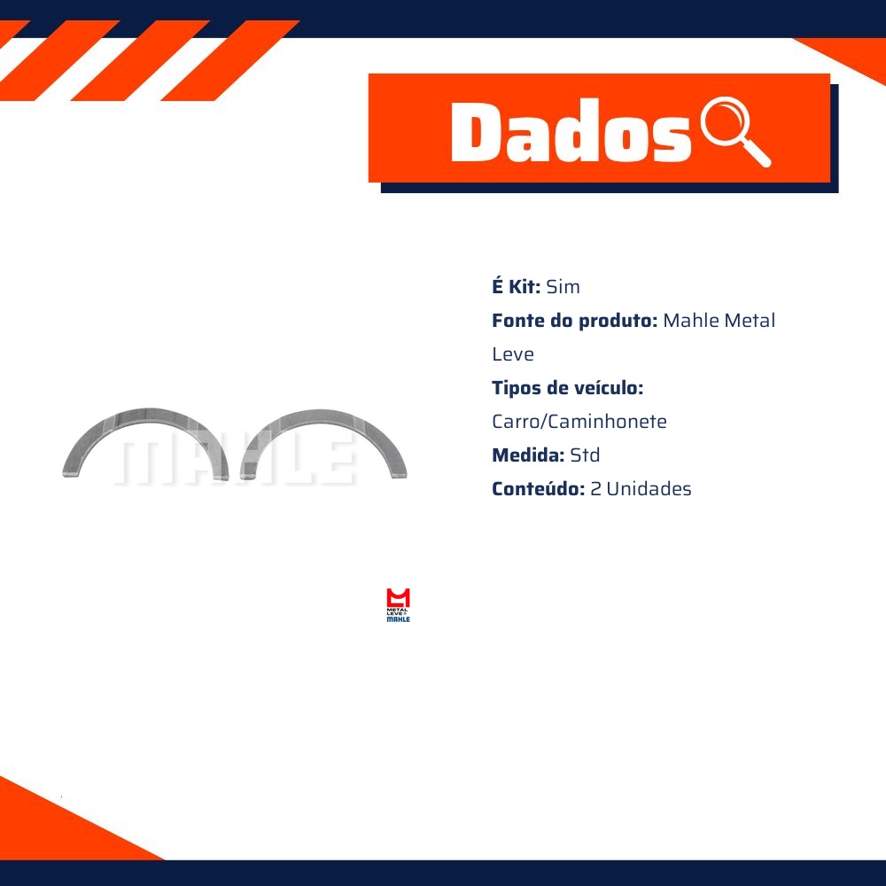 Par de Arruelas de Encosto Spa Std - Mahle Metal Leve - SAE-043-J STD SPA