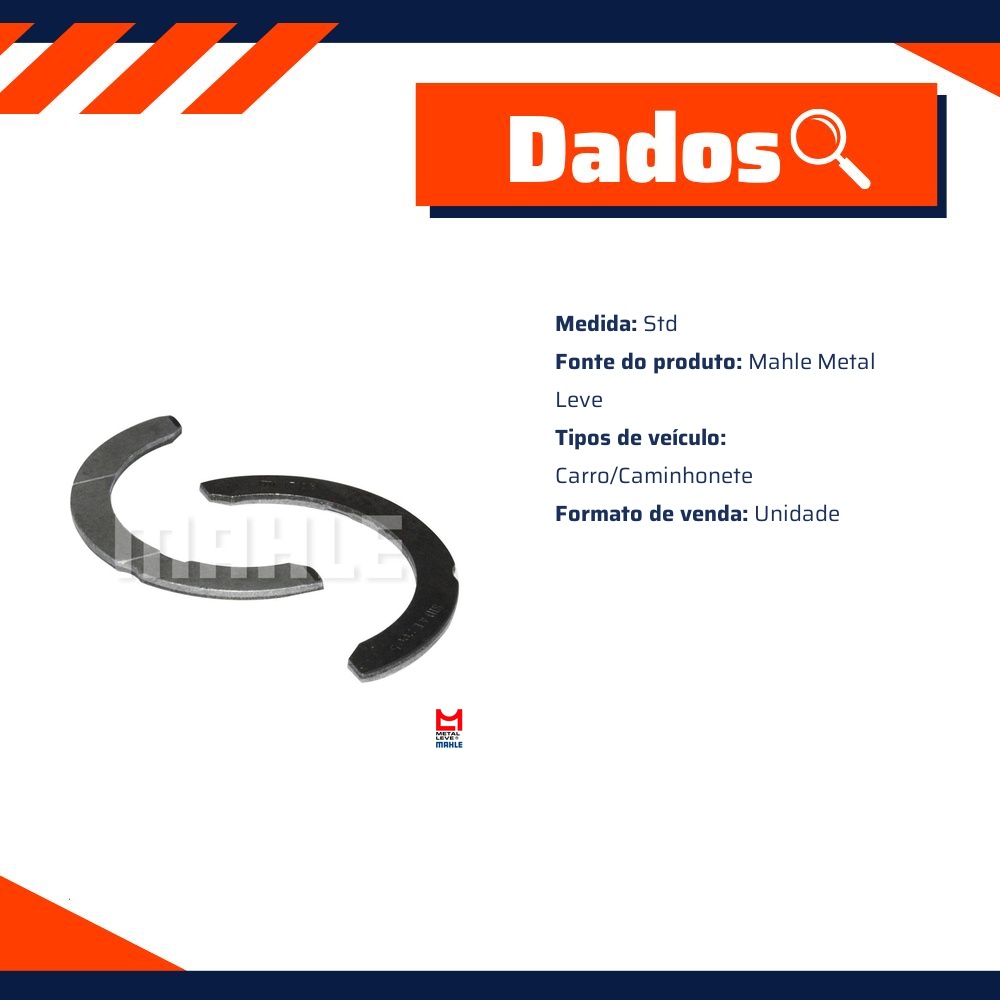 Par de Arruelas de Encosto STD para Toyota Corolla e Fielder - Mahle Metal Leve - AE-367-J STD