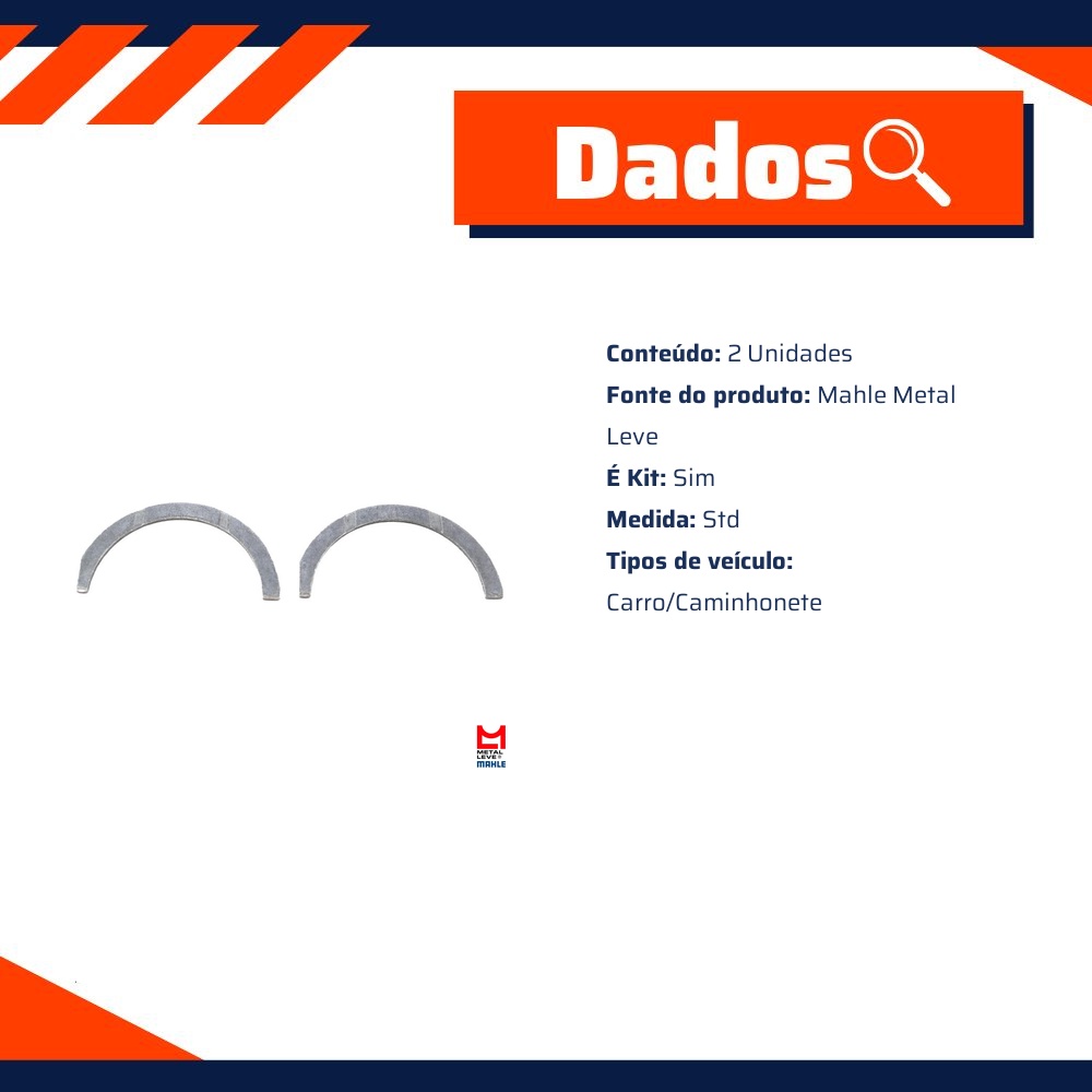 Par de Arruelas de Encosto Std - Mahle Metal Leve - AE-125-J STD
