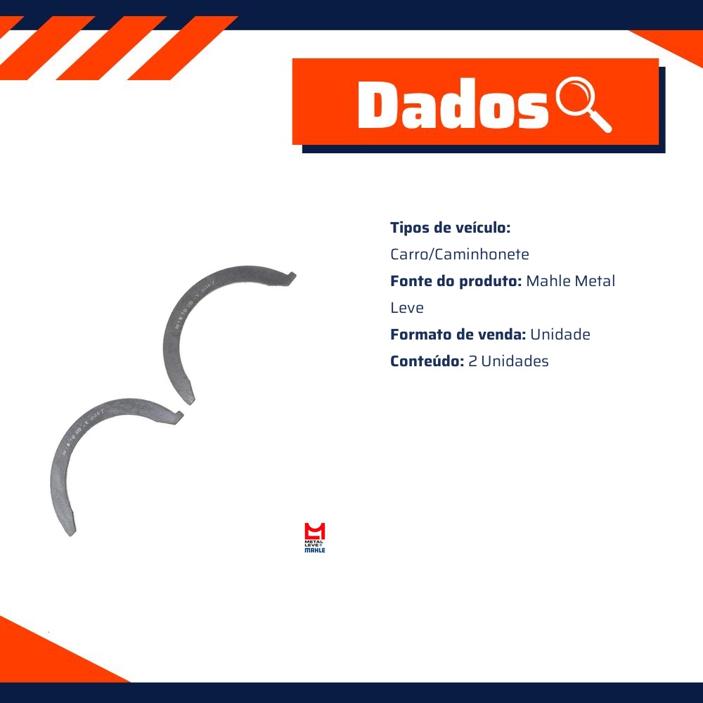 Par de Arruelas de Encosto STD para Nissan Frontier e Pathfinder - Mahle Metal Leve - AE-324-J STD