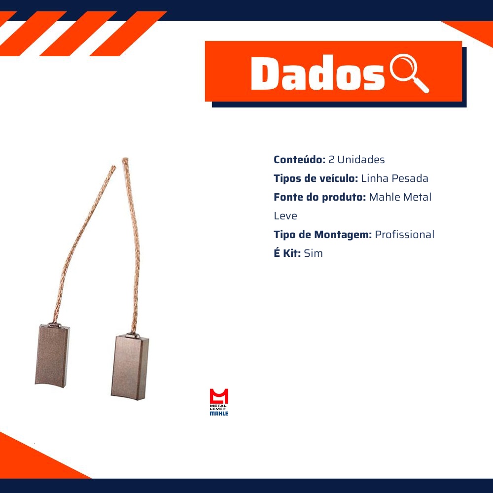 Par de Escovas do Alternador - Mahle Metal Leve - MGX 1674