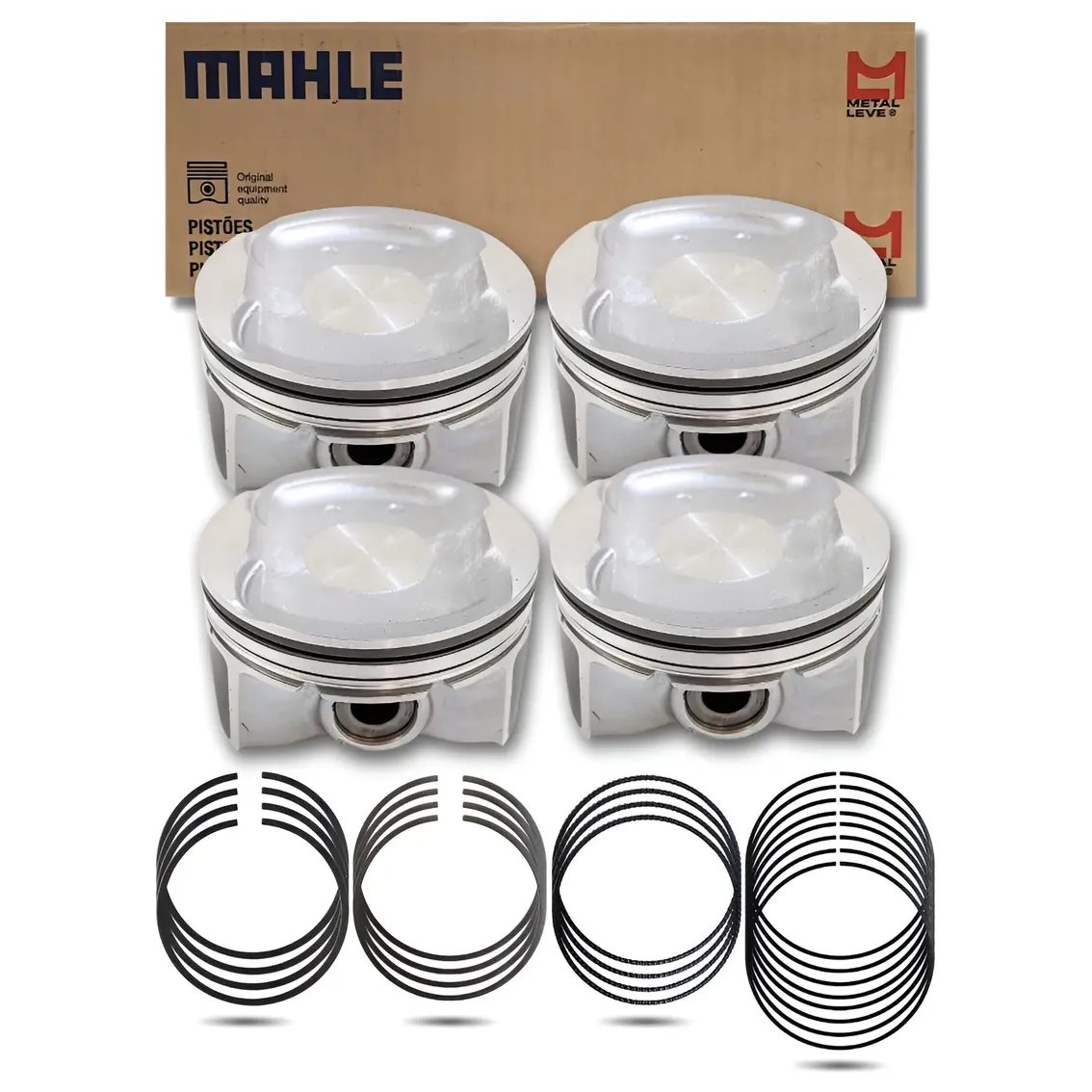 Jogo com 4 Pistões com Anéis STD para Nissan Sentra e Renault Fluence - Mahle Metal Leve - P&A9774 STD