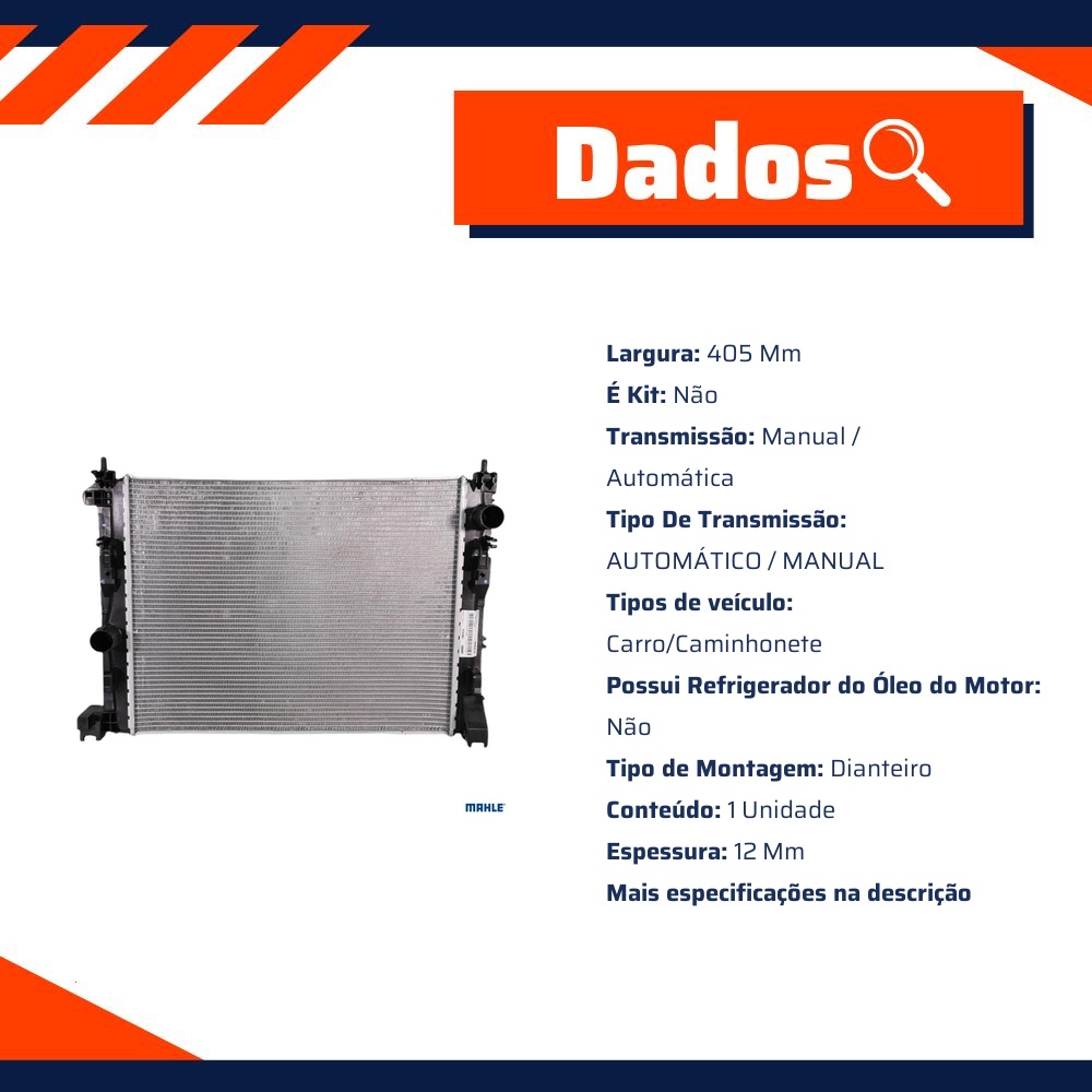 Radiador de Água para Nissan Kicks - Mahle Behr - CR 2612 000P