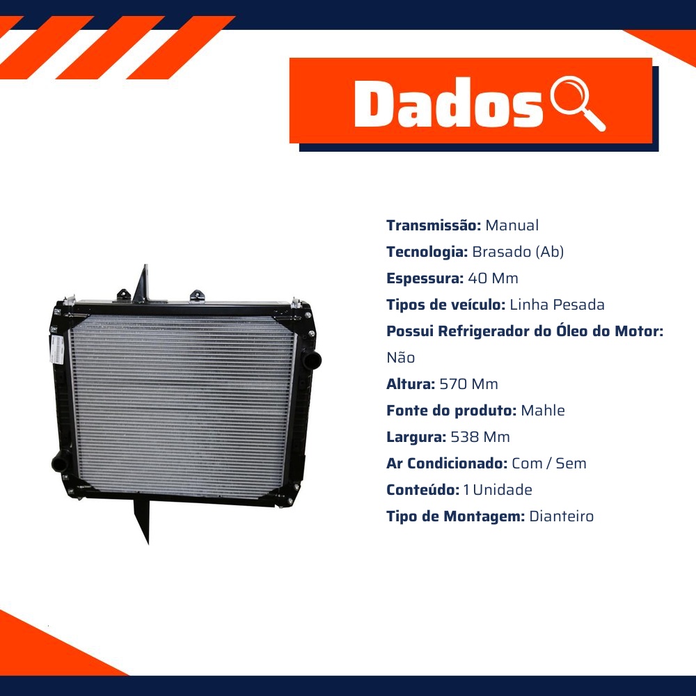 Radiador de Água para Ford Cargo 815 - Mahle Behr - CR 2619 000P
